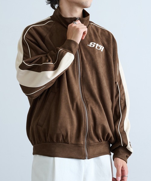 セール】【STARTER】フェイクスエード配色切り替えスタンドジップ