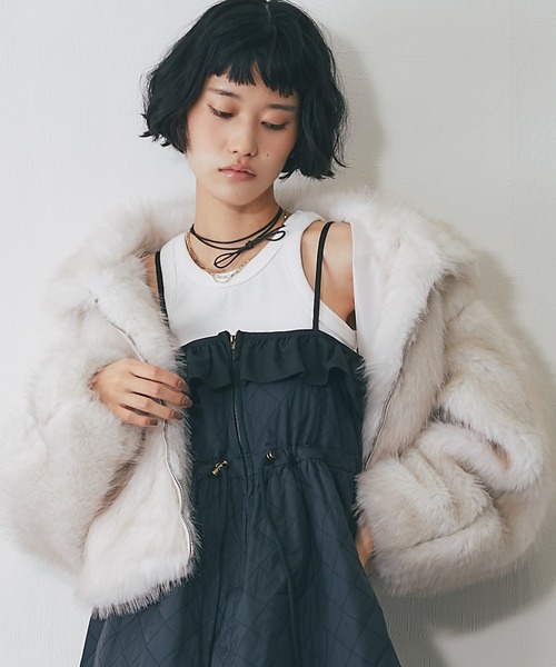 セール】ミックスファーショート丈ジャケット（ブルゾン）｜ANOTHER S