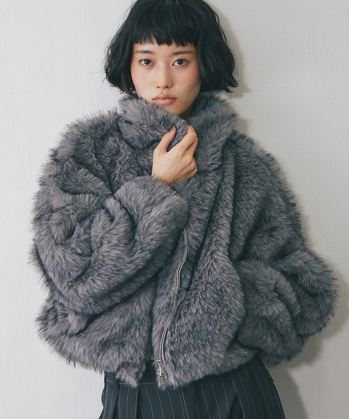 ap studio2024ファーブルゾン 美品グレーA ap studio2024ファーブルゾン 美品グレーA ミックスファーショート丈