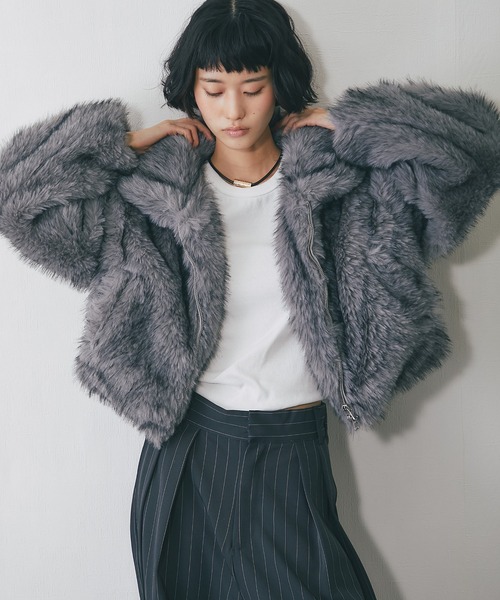 セール】ミックスファーショート丈ジャケット（ブルゾン）｜ANOTHER S