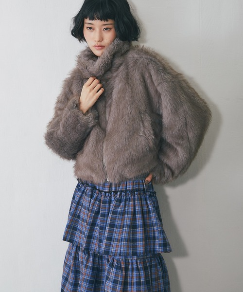 ♡ASASA♡GIENGE ファー付きソフトレザージャケット ミックスファーショート丈ジャケット（ブルゾン）｜ANOTHER S