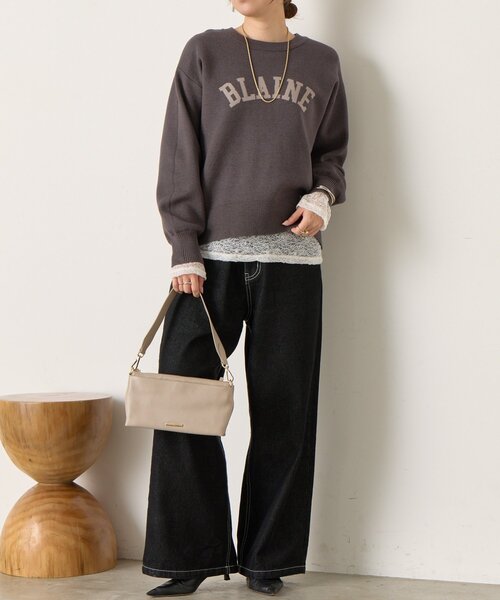 Jena espace merveilleux（ジェナ　エスパスメルヴェイユ）の「【大人のロゴニット】カーブロゴニット（ニット/セーター・レディース・グレー/チャコールグレー/ベージュ・FREE）」の19枚目の写真