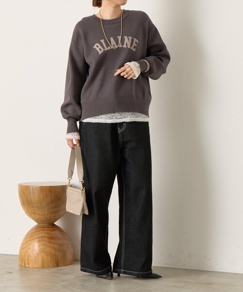 Jena espace merveilleux（ジェナ　エスパスメルヴェイユ）の「【大人のロゴニット】カーブロゴニット（ニット/セーター・レディース・グレー/チャコールグレー/ベージュ・FREE）」の18枚目の写真