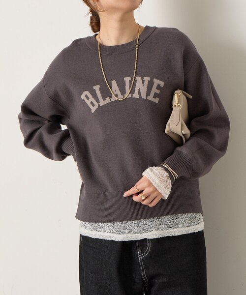 Jena espace merveilleux（ジェナ　エスパスメルヴェイユ）の「【大人のロゴニット】カーブロゴニット（ニット/セーター・レディース・グレー/チャコールグレー/ベージュ・FREE）」の15枚目の写真