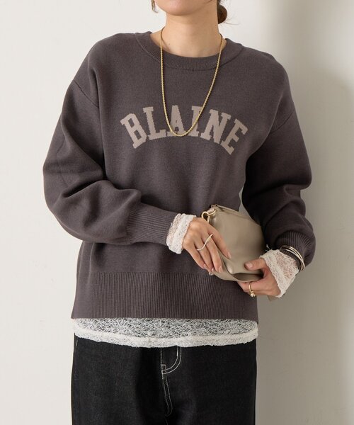 Jena espace merveilleux（ジェナ　エスパスメルヴェイユ）の「【大人のロゴニット】カーブロゴニット（ニット/セーター・レディース・グレー/チャコールグレー/ベージュ・FREE）」の14枚目の写真