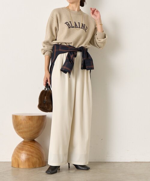 Jena espace merveilleux（ジェナ　エスパスメルヴェイユ）の「【大人のロゴニット】カーブロゴニット（ニット/セーター・レディース・グレー/チャコールグレー/ベージュ・FREE）」の10枚目の写真