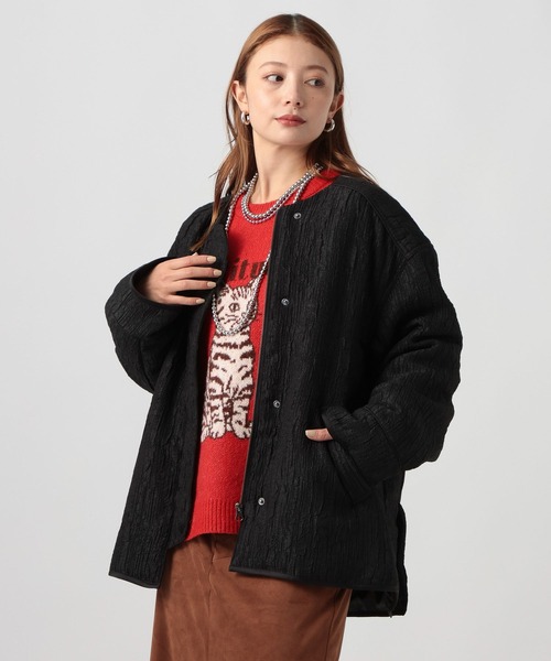 BAYFLOW（ベイフロー）の「ジャガードキルティングブルゾン（ブルゾン・レディース・ブラック/ブラウン・FREE）」の5枚目の写真