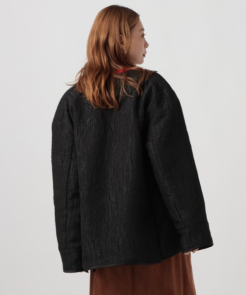 BAYFLOW（ベイフロー）の「ジャガードキルティングブルゾン（ブルゾン・レディース・ブラック/ブラウン・FREE）」の6枚目の写真