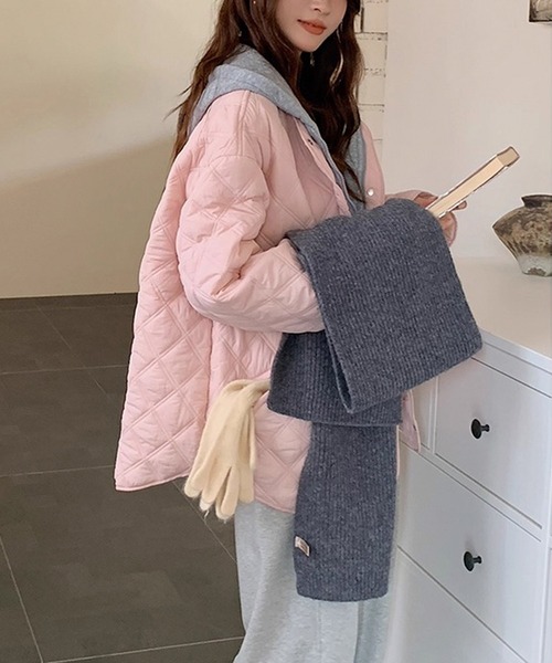 セール】取り外し可能フード付きキルティングジャケット（その他