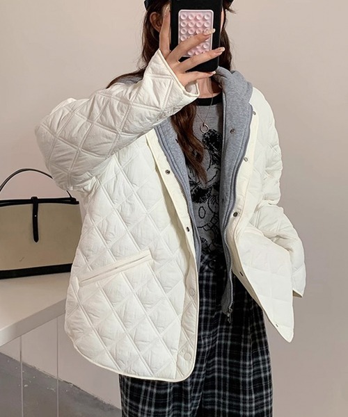 セール】取り外し可能フード付きキルティングジャケット（その他