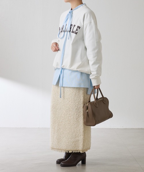 セール】ツイードライクニットスカート/セットアップ可（スカート