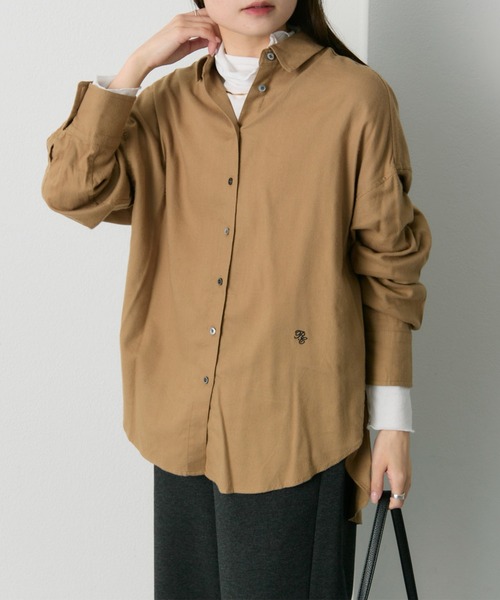 PUAL CE CIN(ピュアルセシン)の「起毛オーバーシャツブラウス(シャツ/ブラウス・レディース・チャコールグレー/アイボリー/キャメル・FREE)」の10枚目の写真
