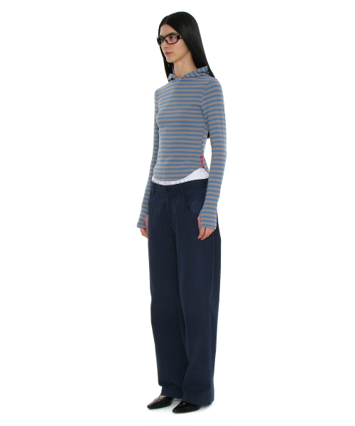 PARTIMENTO WOMEN(パルティメントウィメン)の「PWC ストライプフードパーカー ロングスリーブTシャツ_ダスティブルー(パーカー・レディース・その他・SMALL/MEDIUM/LARGE)」の14枚目の写真