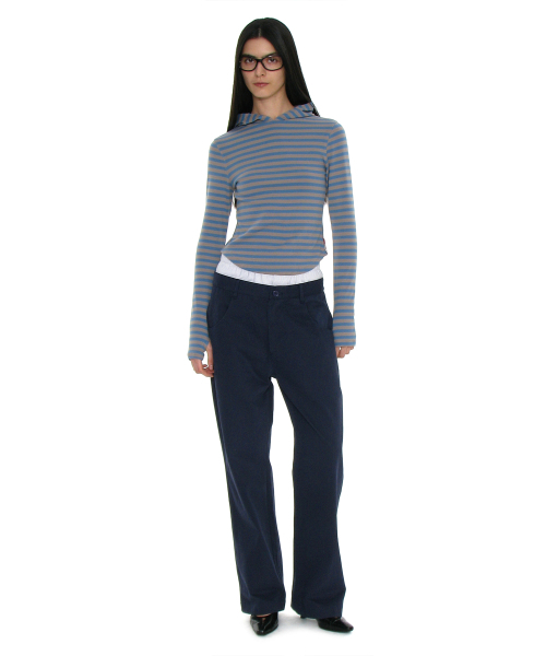 PARTIMENTO WOMEN(パルティメントウィメン)の「PWC ストライプフードパーカー ロングスリーブTシャツ_ダスティブルー(パーカー・レディース・その他・SMALL/MEDIUM/LARGE)」の12枚目の写真