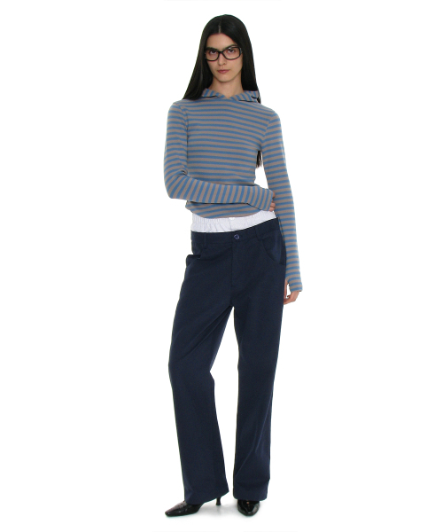 PARTIMENTO WOMEN(パルティメントウィメン)の「PWC ストライプフードパーカー ロングスリーブTシャツ_ダスティブルー(パーカー・レディース・その他・SMALL/MEDIUM/LARGE)」の13枚目の写真