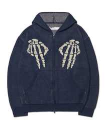 NOMANUAL（NOMANUAL）の「NM SKULL HAND COWICHAN HOODED ZIP-UP - NAVY（カーディガン/ボレロ）」