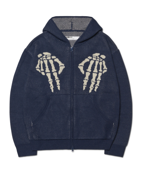 NM SKULL HAND COWICHAN HOODED ZIP-UP - NAVY（カーディガン/ボレロ