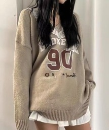 えりレース付きセーター