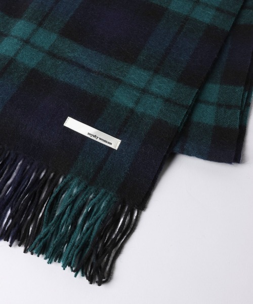 mysty woman（ミスティウーマン）の「ウールチェックストール 571638（マフラー・レディース・ネイビー系/ホワイト系その他・FREE）」の4枚目の写真
