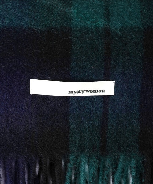 mysty woman（ミスティウーマン）の「ウールチェックストール 571638（マフラー・レディース・ネイビー系/ホワイト系その他・FREE）」の6枚目の写真