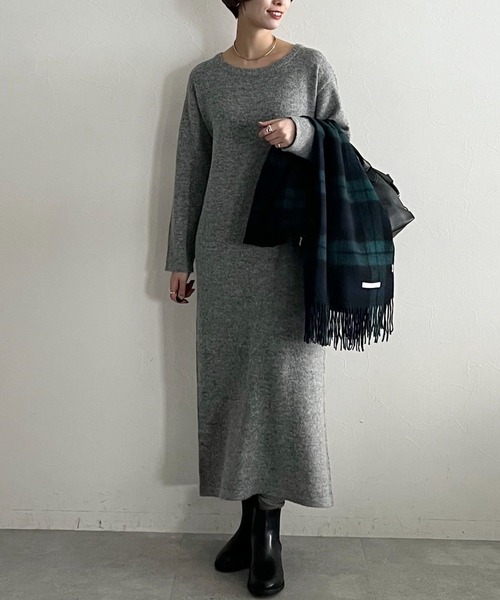 mysty woman（ミスティウーマン）の「ウールチェックストール 571638（マフラー・レディース・ネイビー系/ホワイト系その他・FREE）」の16枚目の写真