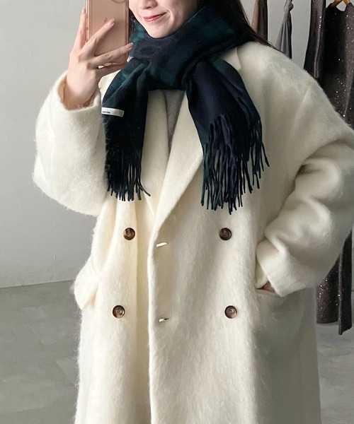 mysty woman（ミスティウーマン）の「ウールチェックストール 571638（マフラー・レディース・ネイビー系/ホワイト系その他・FREE）」の14枚目の写真