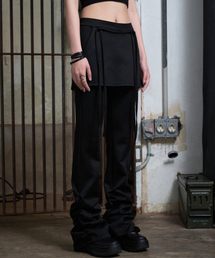 HELENE PARIS（ヘレネパリス）の「Shirring Layered Skirt Bootcut Pants [Black]（その他パンツ）」