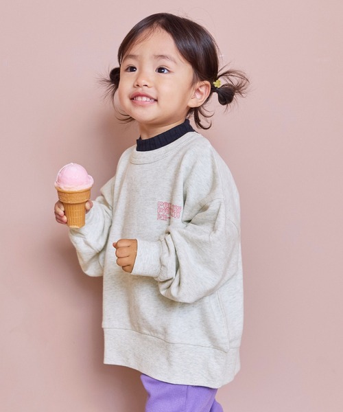 Life Support Products(ライフサポートプロダクツ)の「プリントクルーネックスウェット(スウェット・キッズ・エメラルド/マスタード/ラベンダー/ベージュ/ネイビー/ブラック/杢グレー/オフホワイト/ピンク/ホワイト系その他・100/95/90/80/110/150/140/130/120)」の3枚目の写真