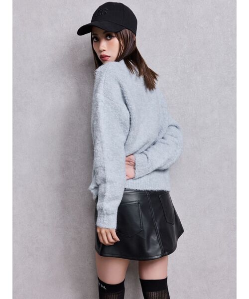 GYDA（ジェイダ）の「Symmetry GYDA jacquardニットトップス（ニット/セーター・レディース・ブラック/スカイブルー/オフホワイト/パープル・FREE）」の9枚目の写真