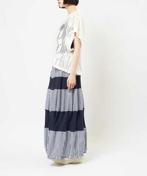 gomme(ゴム)の「ドロップメッシュ ルーズメッシュT(Tシャツ/カットソー・レディース・ブラック/ホワイト・MEDIUM)」の5枚目の写真