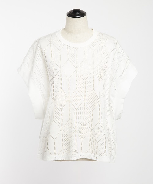 gomme(ゴム)の「ドロップメッシュ ルーズメッシュT(Tシャツ/カットソー・レディース・ブラック/ホワイト・MEDIUM)」の12枚目の写真