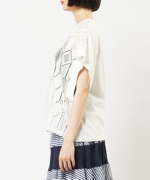 gomme(ゴム)の「ドロップメッシュ ルーズメッシュT(Tシャツ/カットソー・レディース・ブラック/ホワイト・MEDIUM)」の10枚目の写真