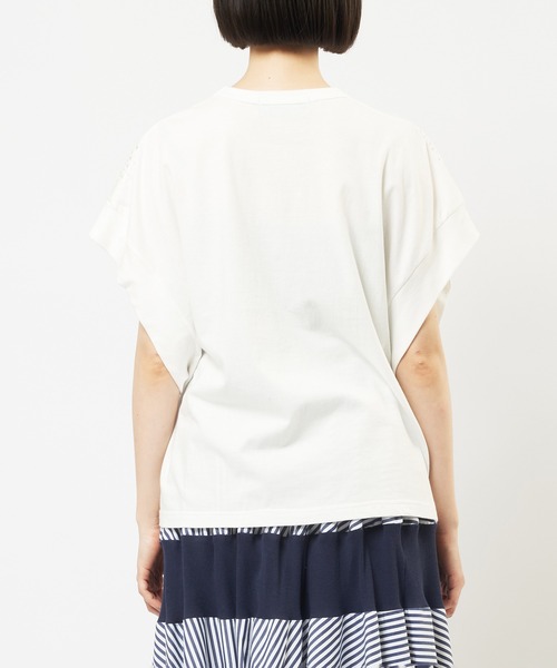 gomme(ゴム)の「ドロップメッシュ ルーズメッシュT(Tシャツ/カットソー・レディース・ブラック/ホワイト・MEDIUM)」の11枚目の写真