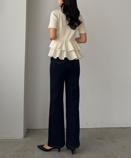 Louere(ルエレ)の「フリルドッキングニットトップス(ニット/セーター・レディース・チャコール/アイボリー/ブラック・LARGE/MEDIUM)」の18枚目の写真