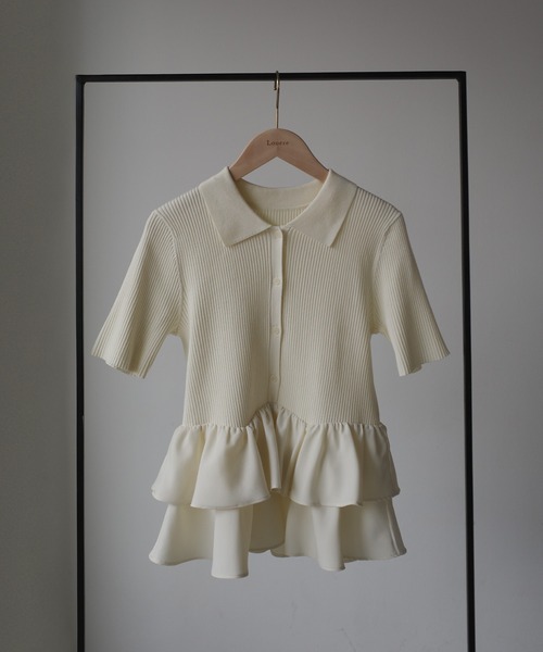 Louere(ルエレ)の「フリルドッキングニットトップス(ニット/セーター・レディース・チャコール/アイボリー/ブラック・LARGE/MEDIUM)」の15枚目の写真