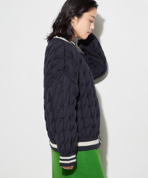 ISLAND TIDES（アイランドタイド）の「別注【ISLAND TIDES/アイランドタイド】 チルデン カーディガン（カーディガン/ボレロ・レディース・オートミール/ネイビー・MEDIUM）」の11枚目の写真