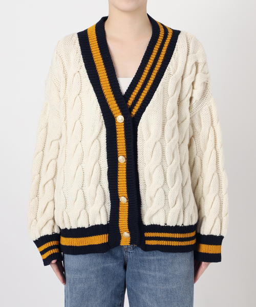 ISLAND TIDES（アイランドタイド）の「別注【ISLAND TIDES/アイランドタイド】 チルデン カーディガン（カーディガン/ボレロ・レディース・オートミール/ネイビー・MEDIUM）」の12枚目の写真