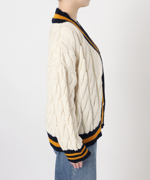 ISLAND TIDES（アイランドタイド）の「別注【ISLAND TIDES/アイランドタイド】 チルデン カーディガン（カーディガン/ボレロ・レディース・オートミール/ネイビー・MEDIUM）」の15枚目の写真