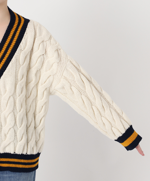 ISLAND TIDES（アイランドタイド）の「別注【ISLAND TIDES/アイランドタイド】 チルデン カーディガン（カーディガン/ボレロ・レディース・オートミール/ネイビー・MEDIUM）」の16枚目の写真