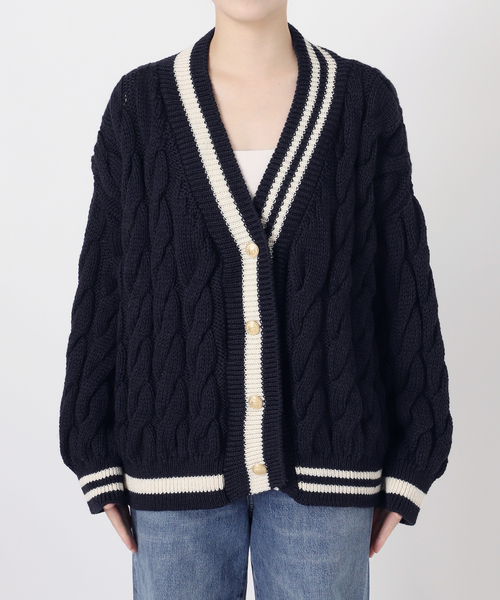 ISLAND TIDES（アイランドタイド）の「別注【ISLAND TIDES/アイランドタイド】 チルデン カーディガン（カーディガン/ボレロ・レディース・オートミール/ネイビー・MEDIUM）」の20枚目の写真