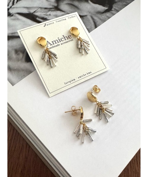 tone(トーン)の「【Amiche】ビーズフリンジピアス(MA)(ピアス(両耳用)・レディース・ゴールド・FREE)」の2枚目の写真