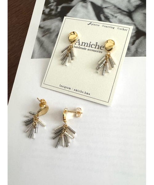 tone(トーン)の「【Amiche】ビーズフリンジピアス(MA)(ピアス(両耳用)・レディース・ゴールド・FREE)」の3枚目の写真