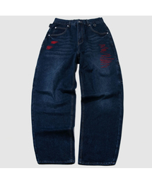 カラー刺繍ステッチポイントバルーンストレートフィットDリングデニムウォッシングパンツ _ 2COLOR