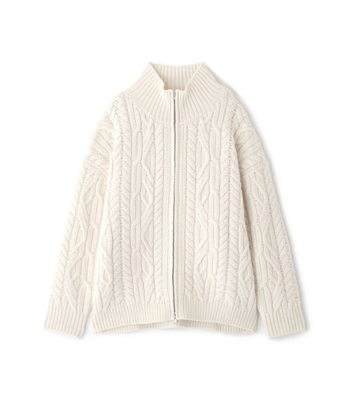セール】ダブルジップケーブルニットカーディガン（カーディガン