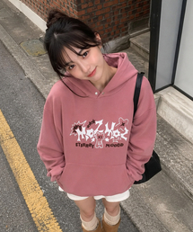 ステリームードグラフィックオーバーサイズフードピンク