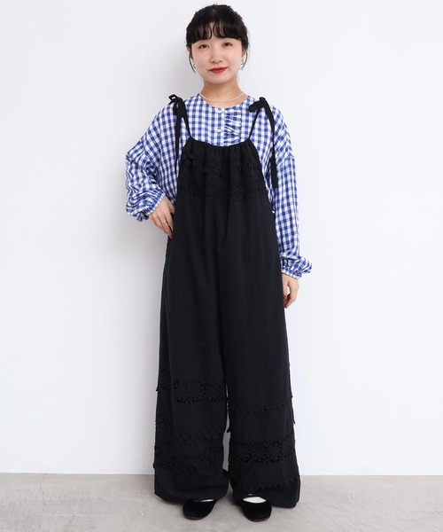 l'atelier du savon(アトリエドサボン)の「アセテートギンガム 前立てフリルブラウス(シャツ/ブラウス・レディース・ブルー/ブラック・FREE)」の18枚目の写真