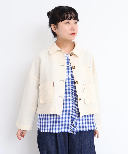 l'atelier du savon(アトリエドサボン)の「アセテートギンガム 前立てフリルブラウス(シャツ/ブラウス・レディース・ブルー/ブラック・FREE)」の20枚目の写真