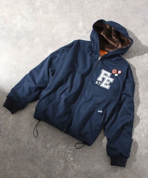 niko and...（ニコアンド）の「【FISHS EDDY(フィッシュエディ)】フーディブルゾン【UNISEX】（ブルゾン・メンズ・ネイビー/ブラウン・LARGE/MEDIUM）」の4枚目の写真