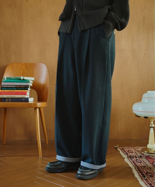 BROKEN BASE(ブロークンベース)の「Inside Check Wool Like Slacks / インサイドチェックウールライクスラックス(スラックス・メンズ・ネイビー/ブラウン・MEDIUM/LARGE)」の2枚目の写真