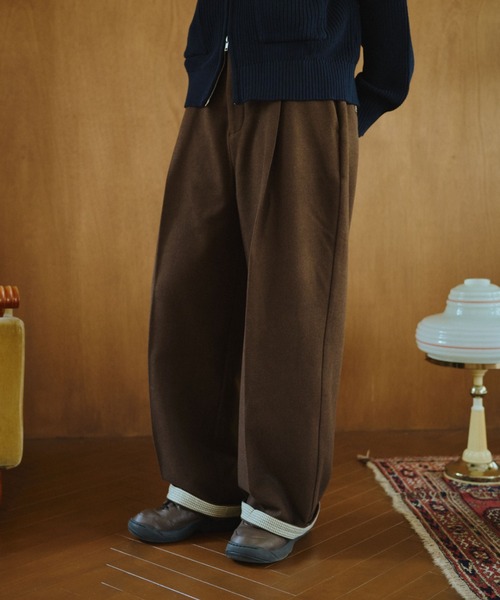 BROKEN BASE(ブロークンベース)の「Inside Check Wool Like Slacks / インサイドチェックウールライクスラックス(スラックス・メンズ・ネイビー/ブラウン・MEDIUM/LARGE)」の1枚目の写真